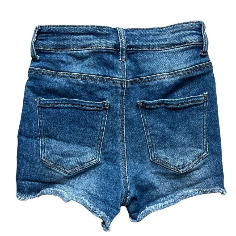 Womens Wax Jeans Distressed Raw Hem Medium Wash Denim Jean Shorts - Sz S ( 24 ) - Image 3