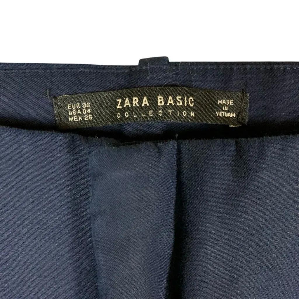 Zara Basic Collection 4 Navy Blue Slim Fit Ankle Pants Office Work Trousers - Image 4