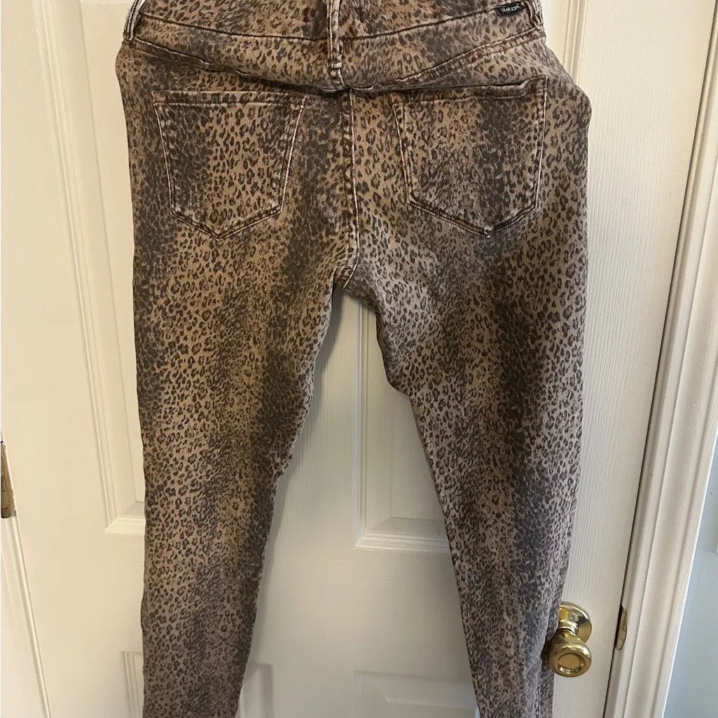 Dear John Leopard Trim Tan Jeans - Image 4