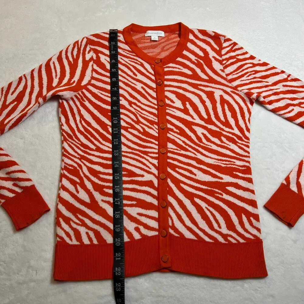 Charter Club Zebra Print Knit Button Up Cardigan Size X-Small Colorful Animal - Image 7