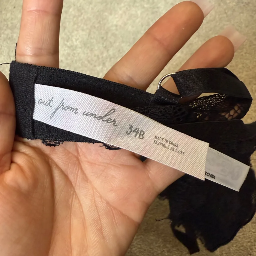 UO Out From Under Black Full Lace Unlined Balconette Bra Size 34 B - Image 4