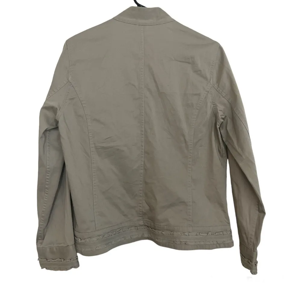 Chicos Jacket Womens Sandrino Khaki Cotton Top Beige Size 1 - Image 2