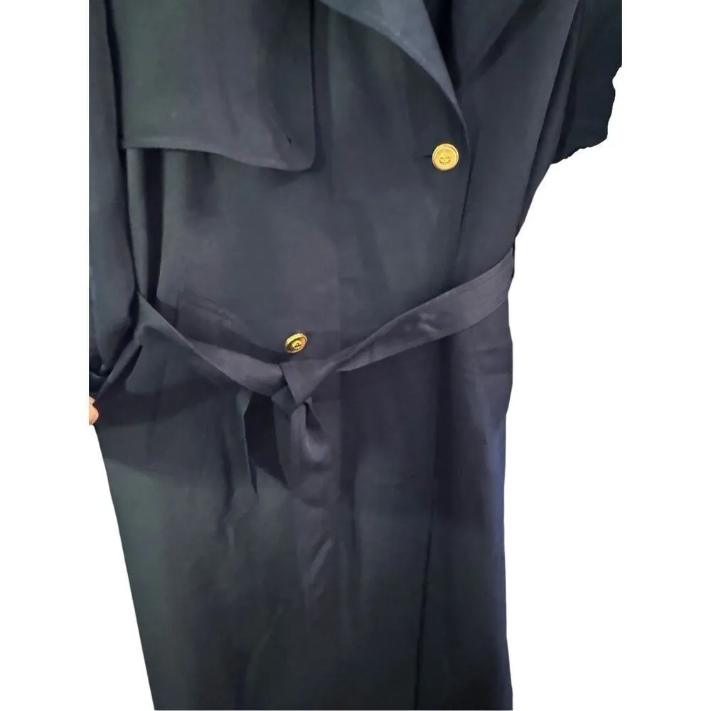 Vintage Talbots Navy Blue Full Length Trench Coat with belt 4 - Image 12