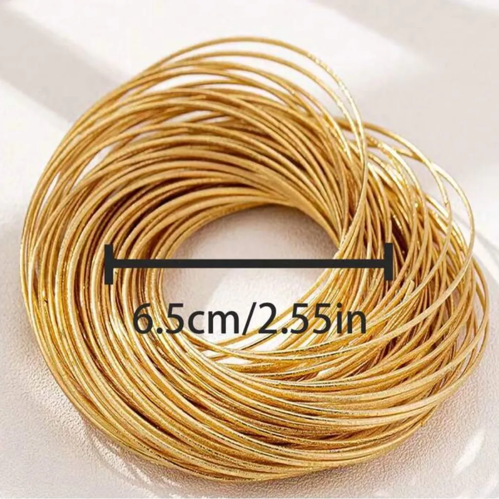 Matte Gold Tone Coil Bangle Bracelet Set One Piece Bangle Set - Image 4