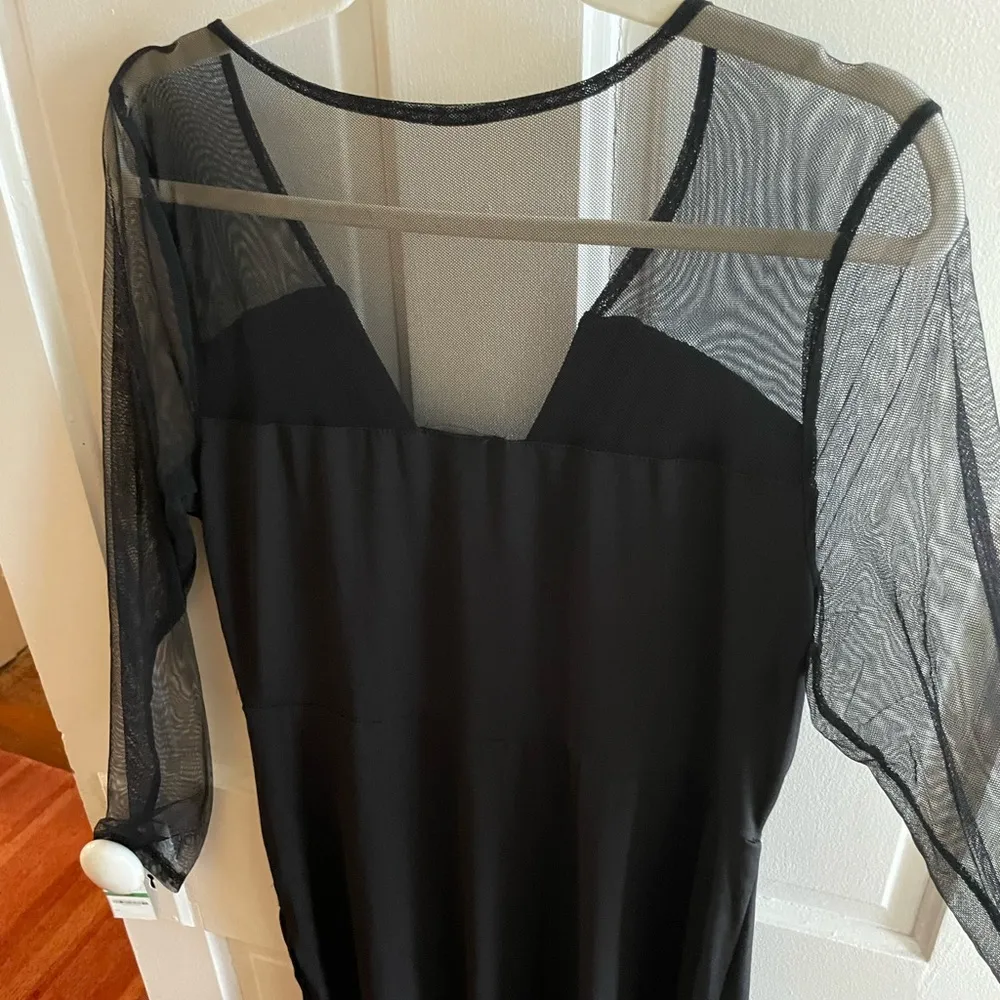 INC GLAM faux wrap dress with sheer sleeves sz L 12 - Image 8