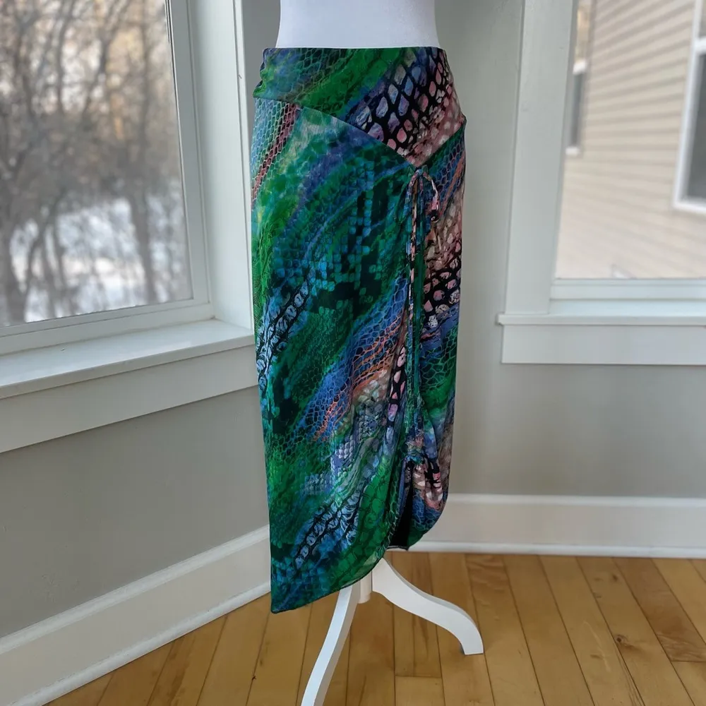 Vintage Y2K Mesmerize Emerald Green Low Rise Stretch Mesh Maxi Skirt Sz S - Image 6