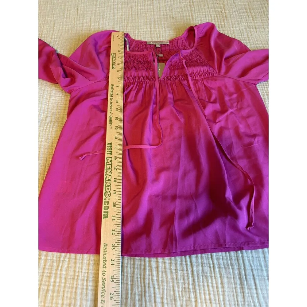 Anthropologie Daniel Rainn Austen 3/4 Sleeve Smocked Blouse Pink Size XS NWT - Image 6