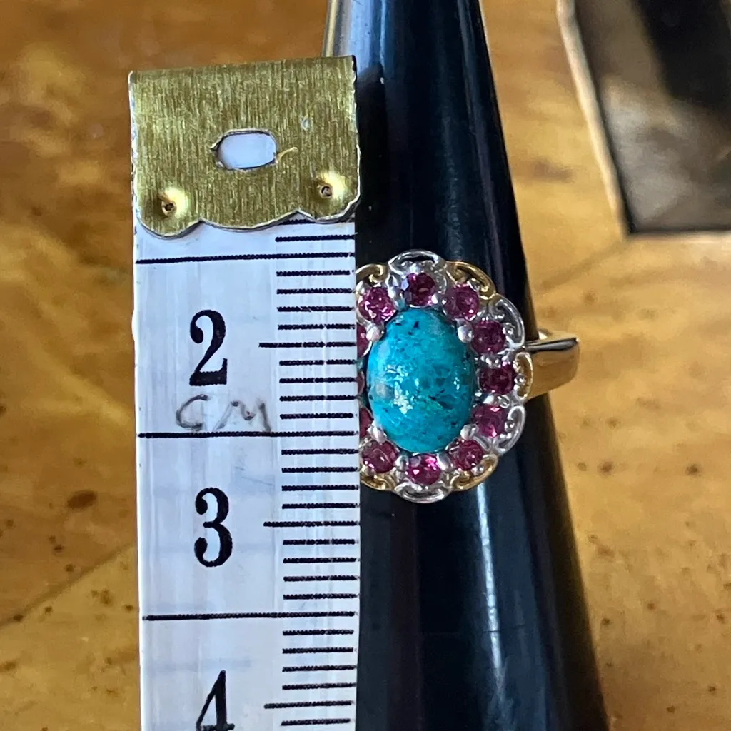 Natural Chrysocolla Orissa Garnet Sterling Silver Ring Size 6 Blue - Image 7