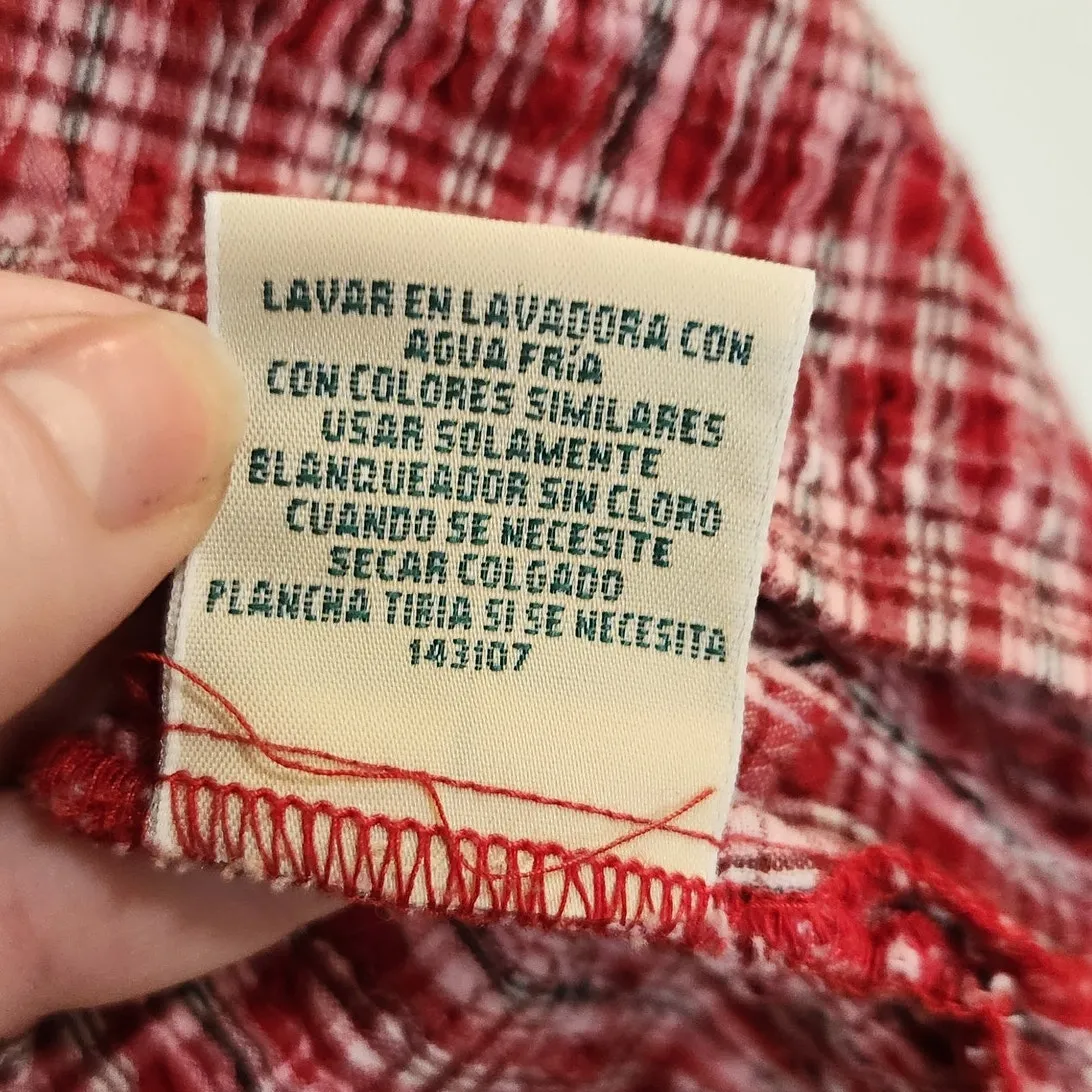 Vintage St. John's Bat Red Plaid Crinkle Sleeveless Pullover Polo Tank Top XL - Image 8