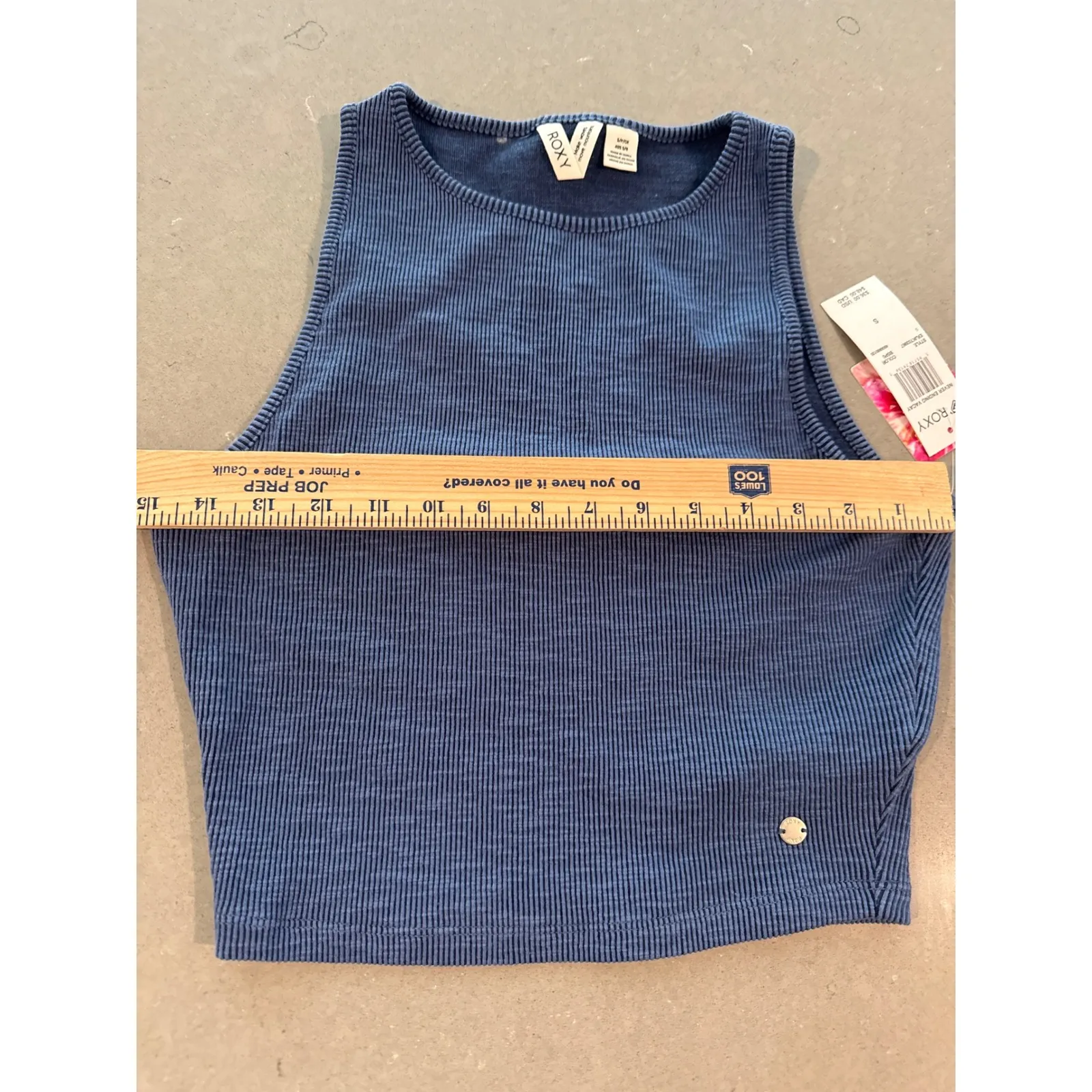 Roxy Womens Tank Top Sleeveless Ribbed Cropped Blue Casual‎ New Size S - Image 3