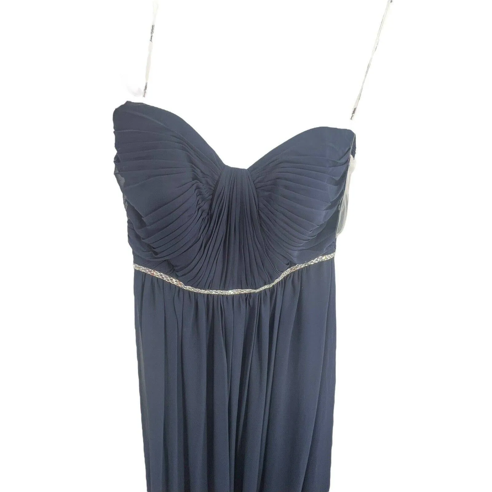 Jenny Packham Navy Dress‎ JP1008 Midnight Sleeveless Rhinestone Accent 2 New Blue - Image 3