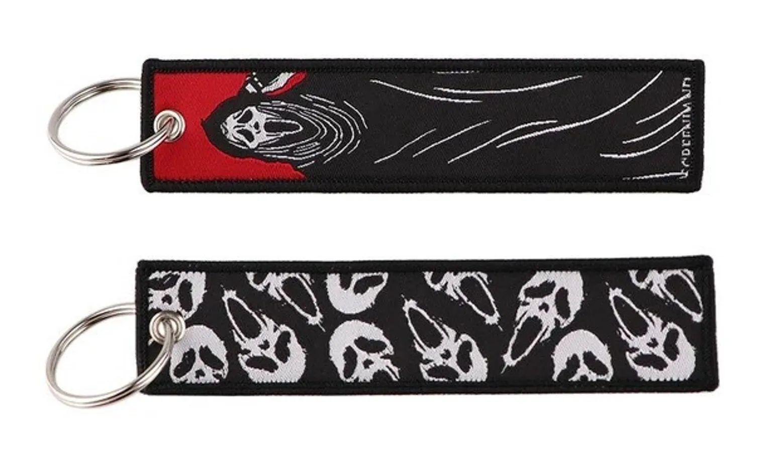 Punk Goth Horror Black, White & Red Scream Skull Ghost Cloth Keychain Ornament Black - Image 1