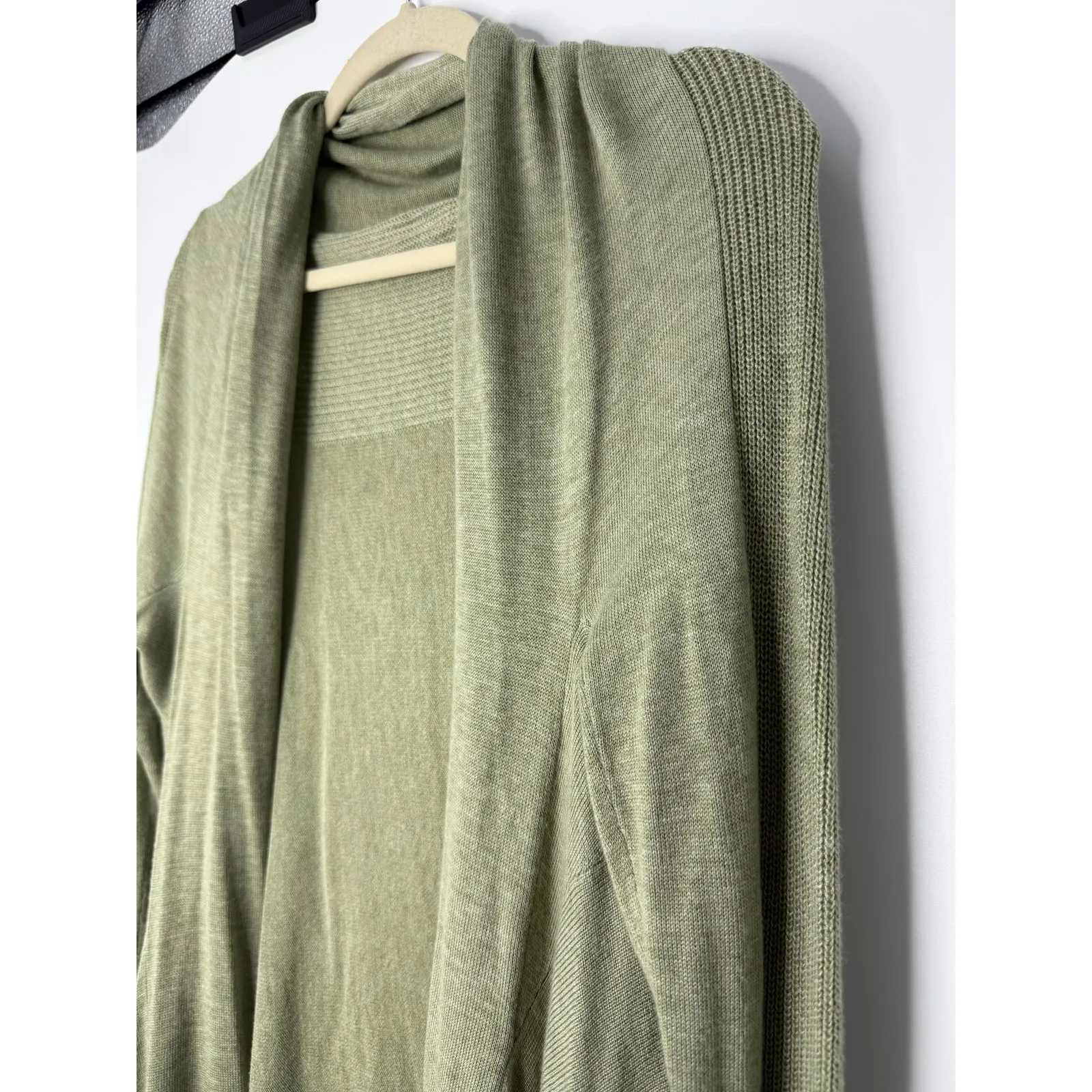 Lululemon Cashlu Knit Wrap Sweater Heathered Rosemary Green Open Front M/L Size M - Image 5