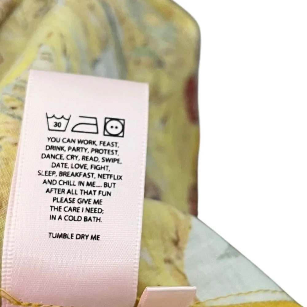 Selkie Sunflowers Tea Rose Dress Women’s Size Small Yellow Cotton Puff Sleeve - Image 12