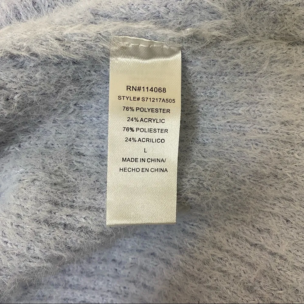 Ten Sixty Sherman Blue Feather Fuzzy Crew Neck Sweater Size Large NWT - Image 8