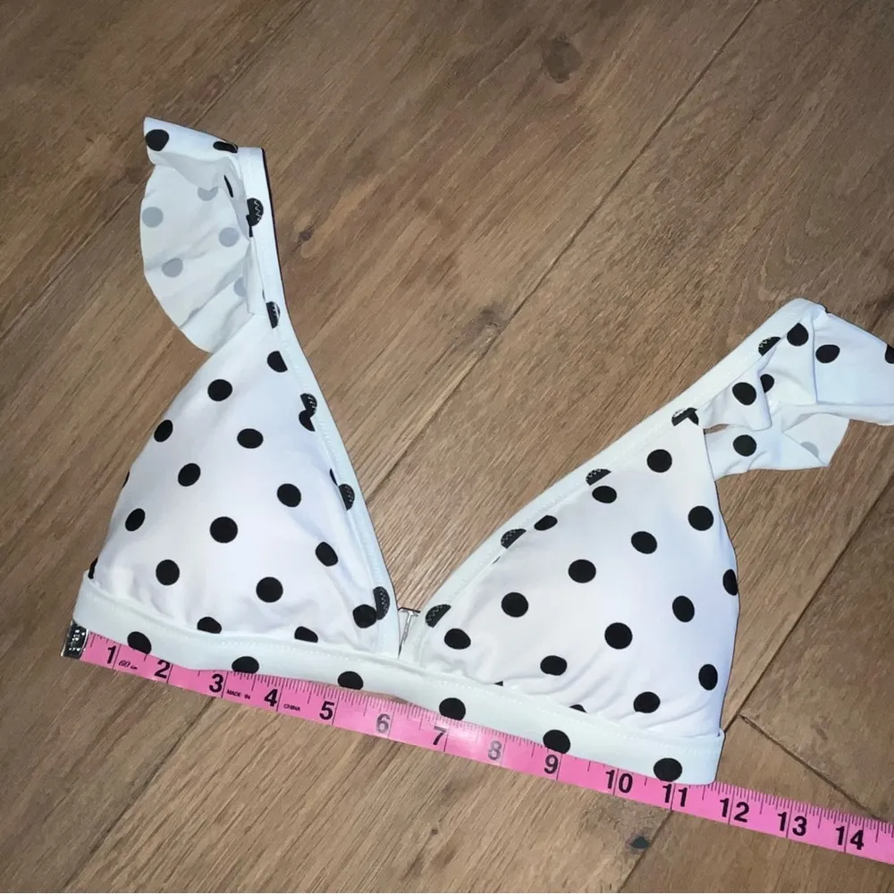 J. Crew NWT Polka Dot Bikini Top XS black and white - Image 2