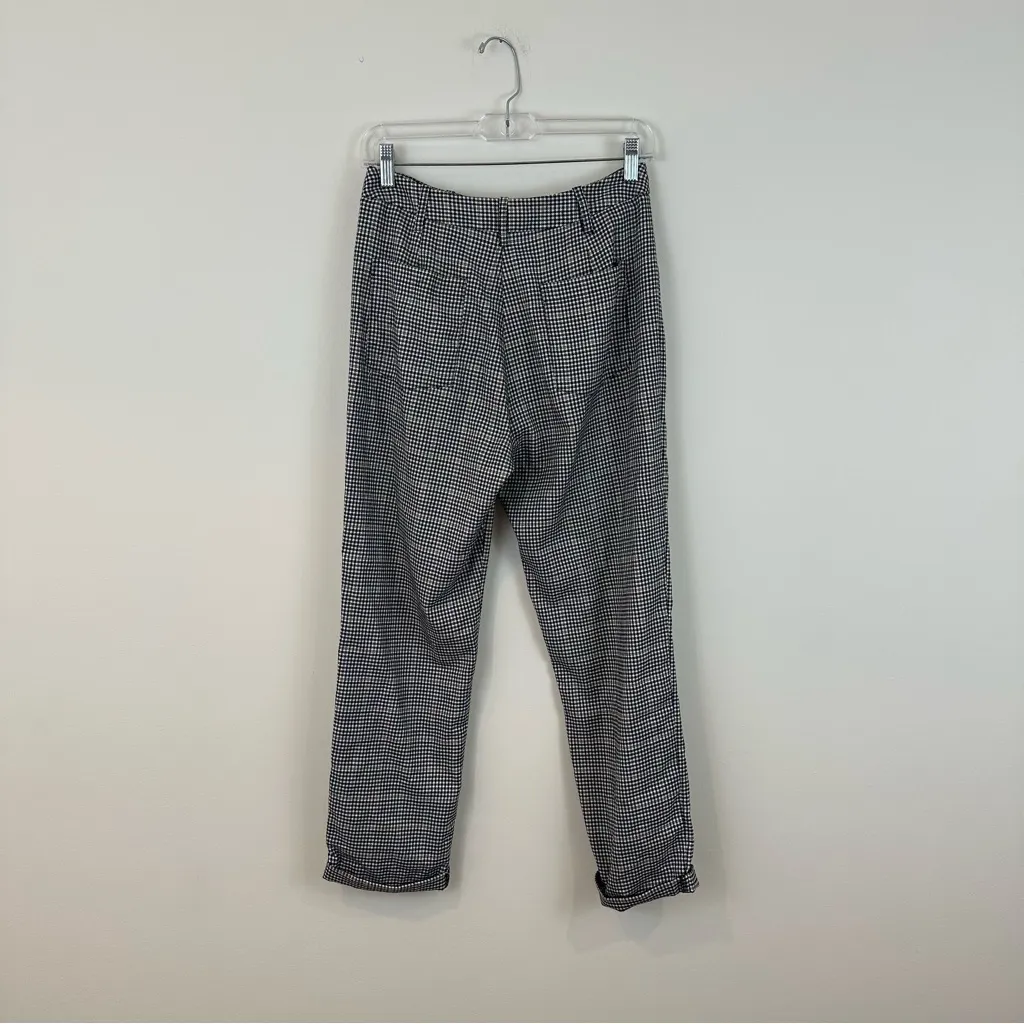 Urban Outfitters Black and Brown Plaid Rolled Hem Trouser Pants Size 6 - Image 5