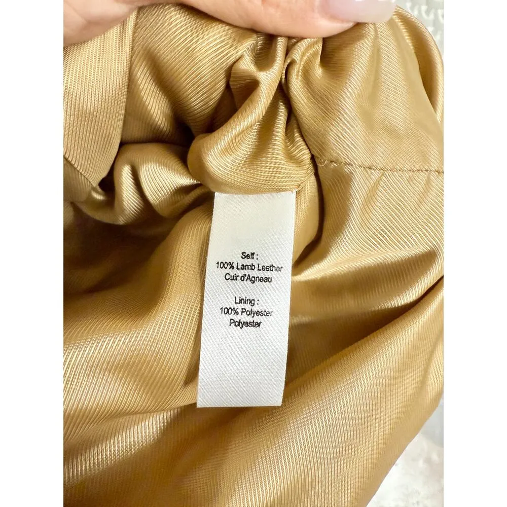 Marissa Webb Dixon Lamb Leather High Waisted Paperbag Shorts Beige Women's 2 - Image 6