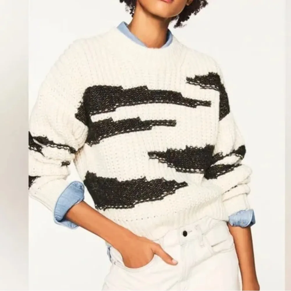 Ba&sh Cacilie Two Tone Cable Knit Sweater - Image 2