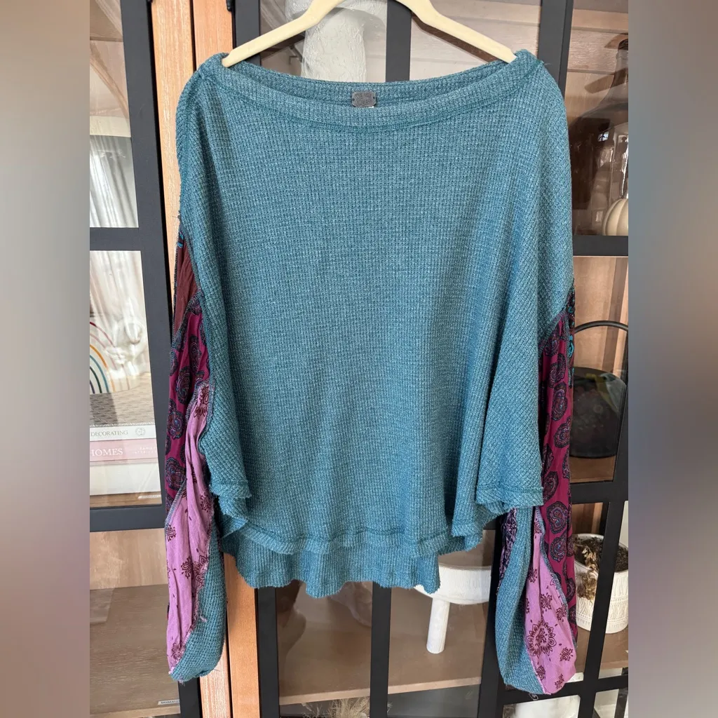 Free People long sleeve top waffle knit We The Free Blossom Thermal patchwork - Image 2