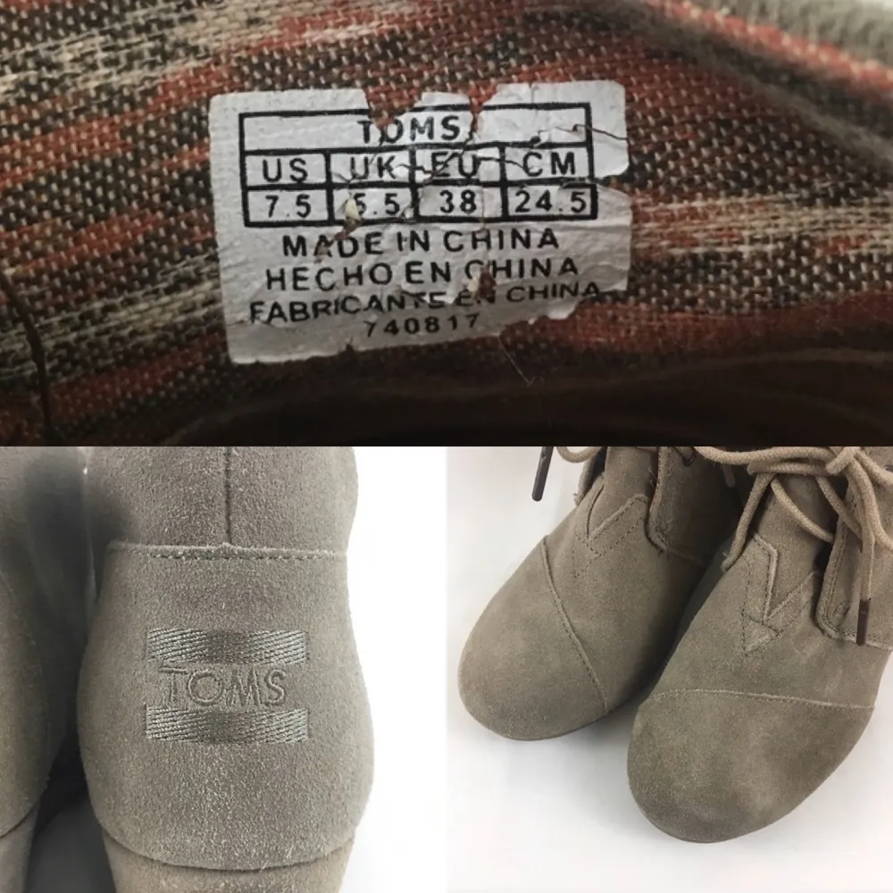 Toms Taupe Suede Desert Wedge Booties - Image 7