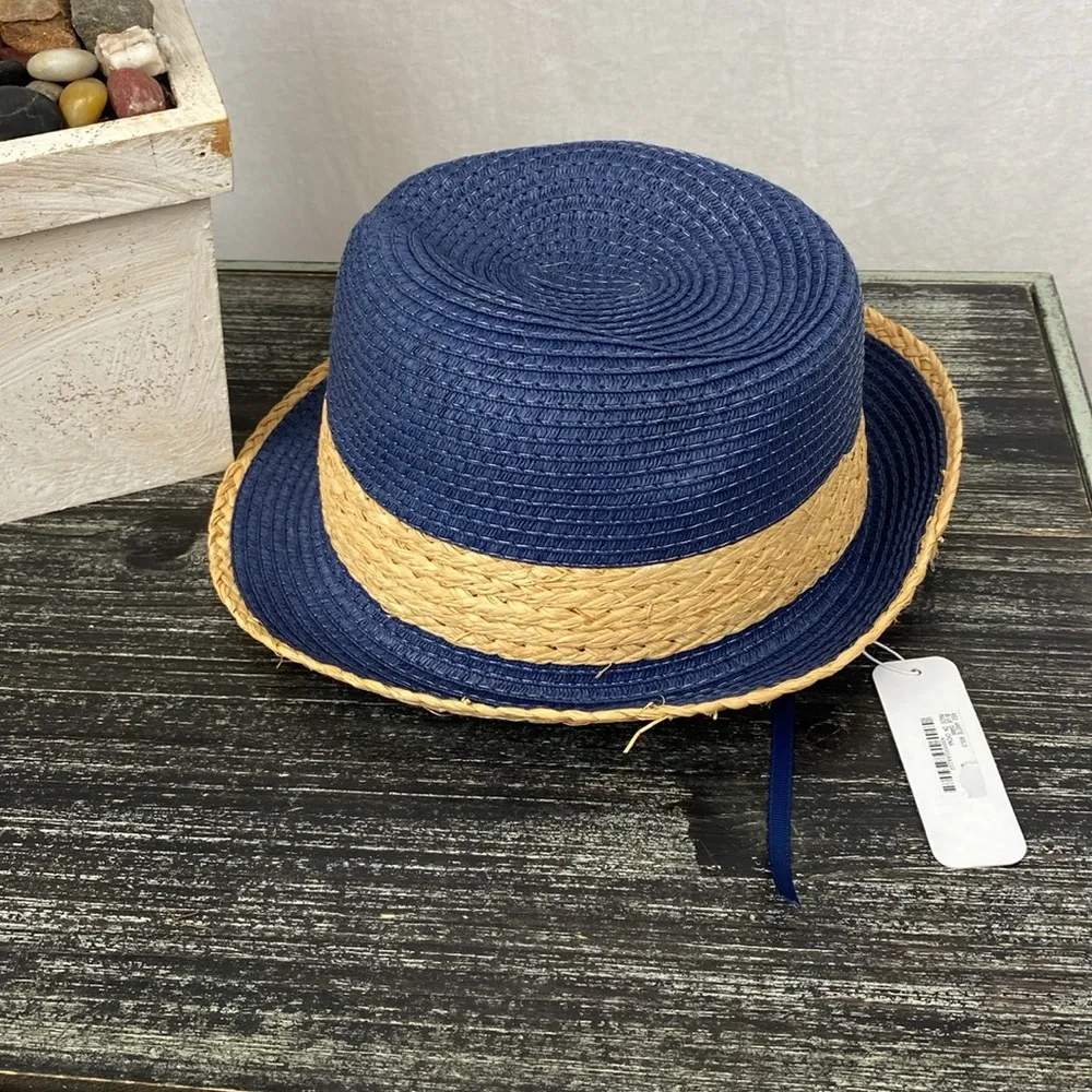 Charming Charlie Blue & Tan Straw Brim Hat From  NEW - Image 2