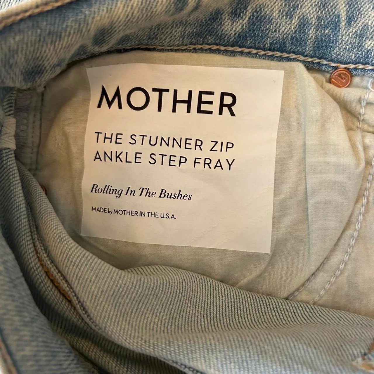 MOTHER The Stunner Zip Ankle Step Fray Jeans | Size 27 | Distressed Blue Denim  - Image 7