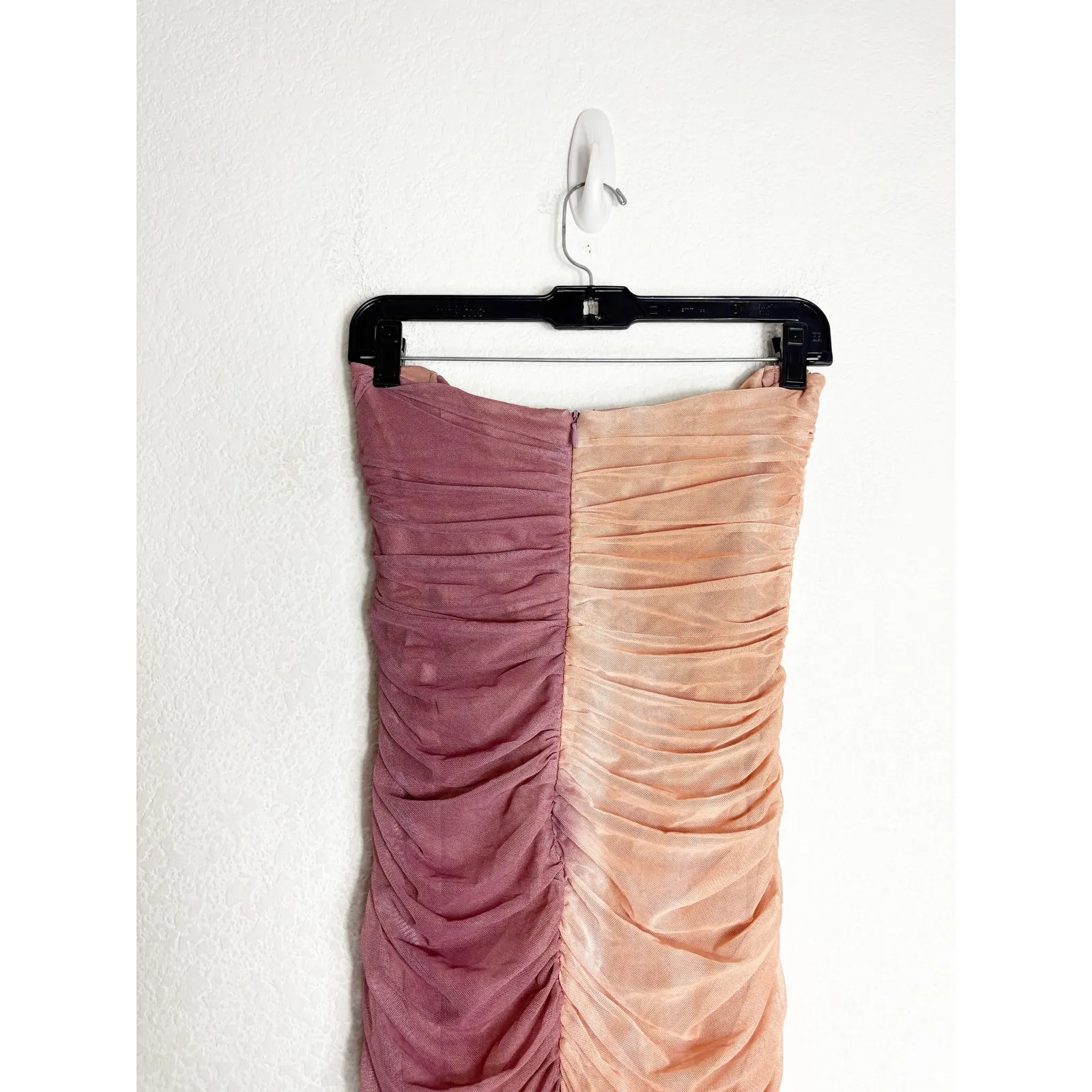 ZARA Printed Tulle Maxi Dress Size Medium Ruched Strapless Mesh Jersey 2716/190 - Image 13