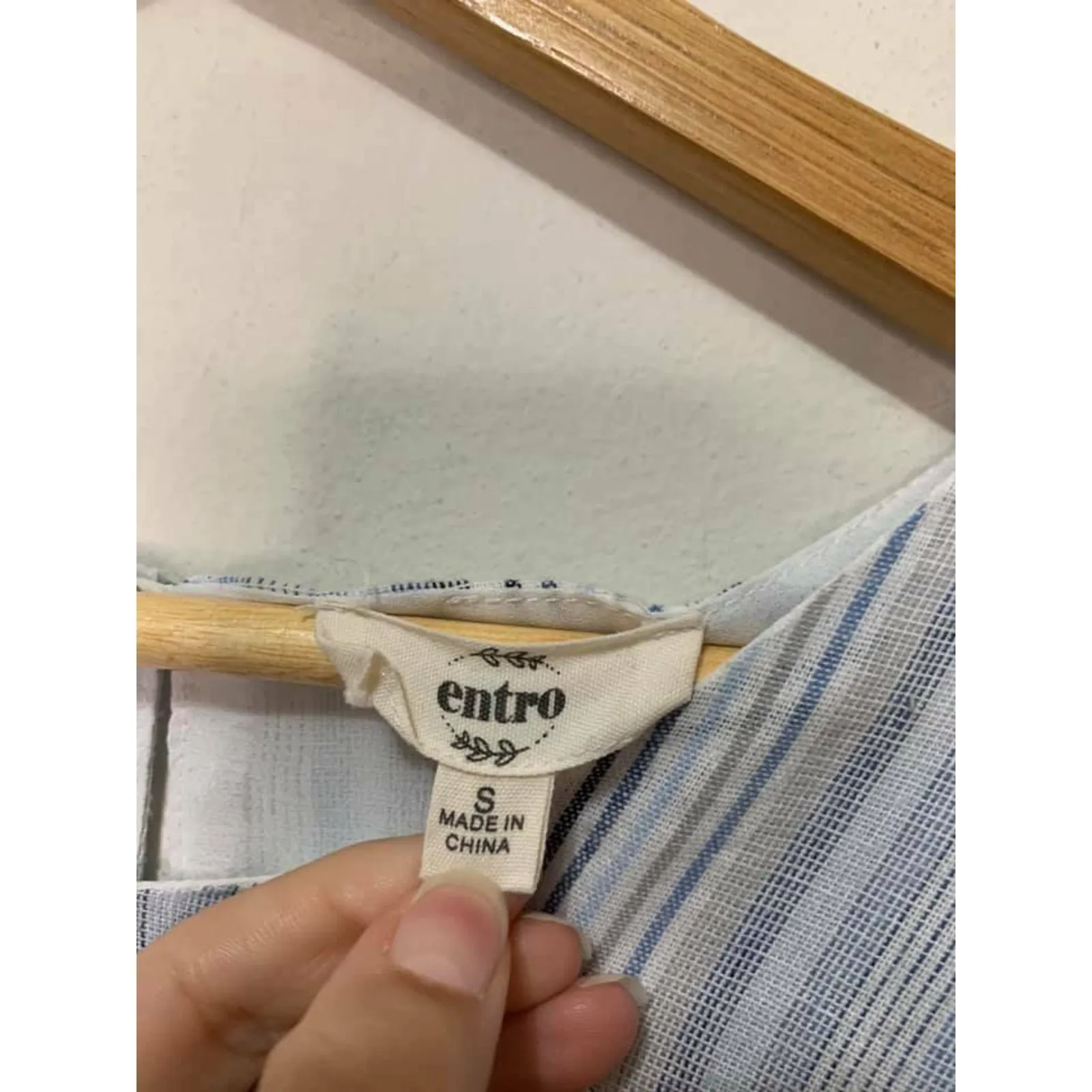 Entro Blue Striped Bell Sleeves Mini Dress Size Small‎ - Image 4