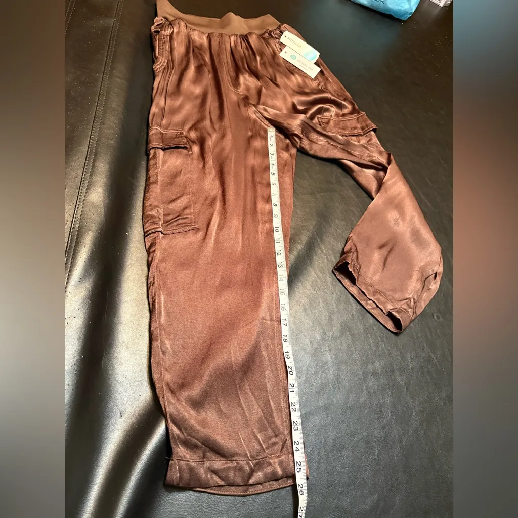 Pistola Rowan High Rise Washed Satin Straight Brown - M Stitchfix Exclusive NWT - Image 12