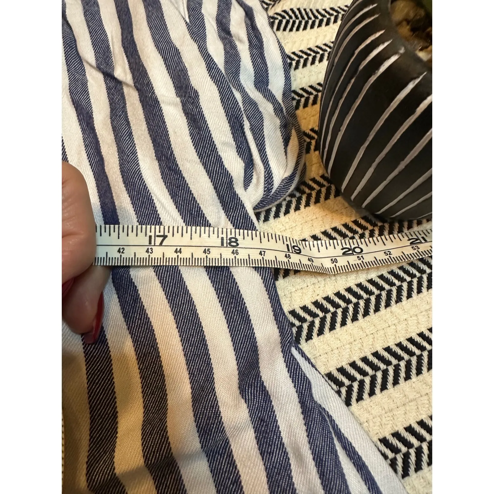 Workshop Republic Clothing Striped V Neck Short Sleeve Blouse Women's M M Rayon - Image 6