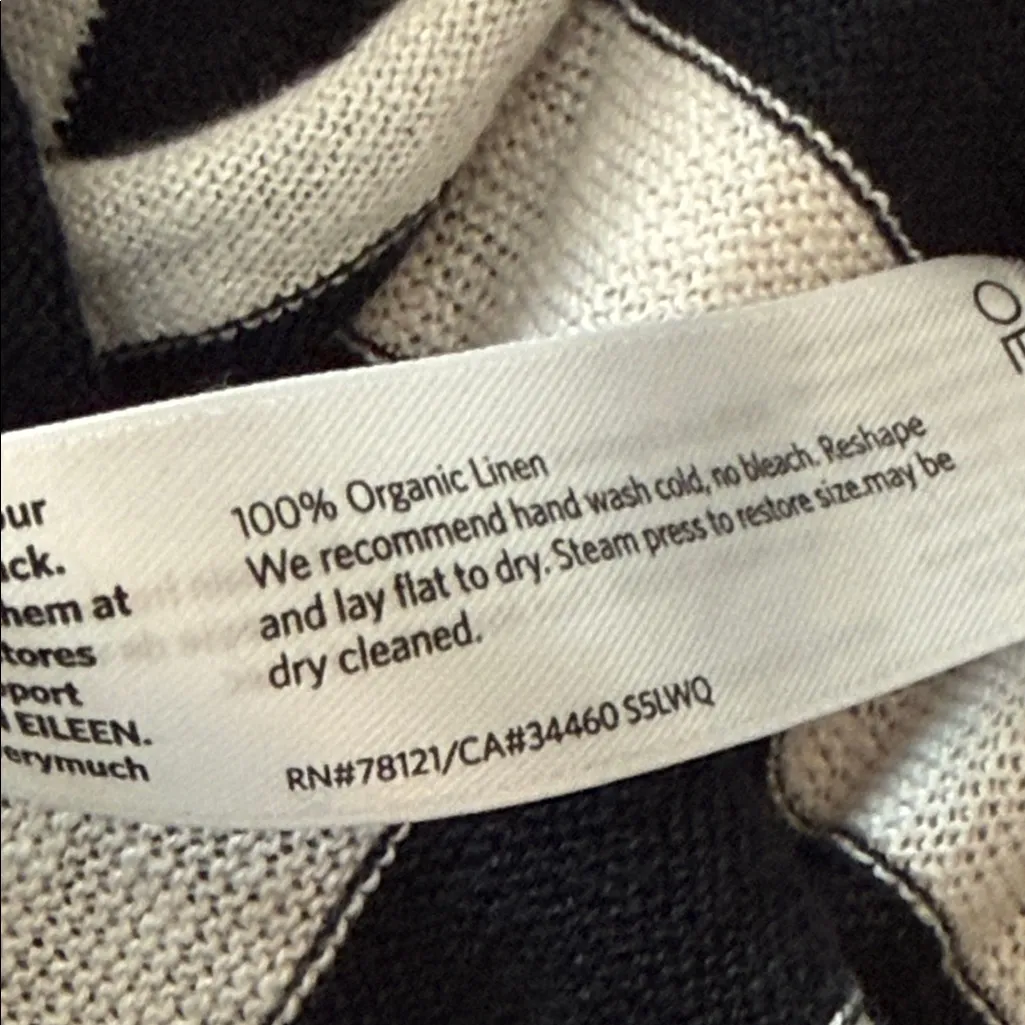 EILEEN FISHER Black & White Organic Linen Striped Lightweight Sweater Size Large - Image 4