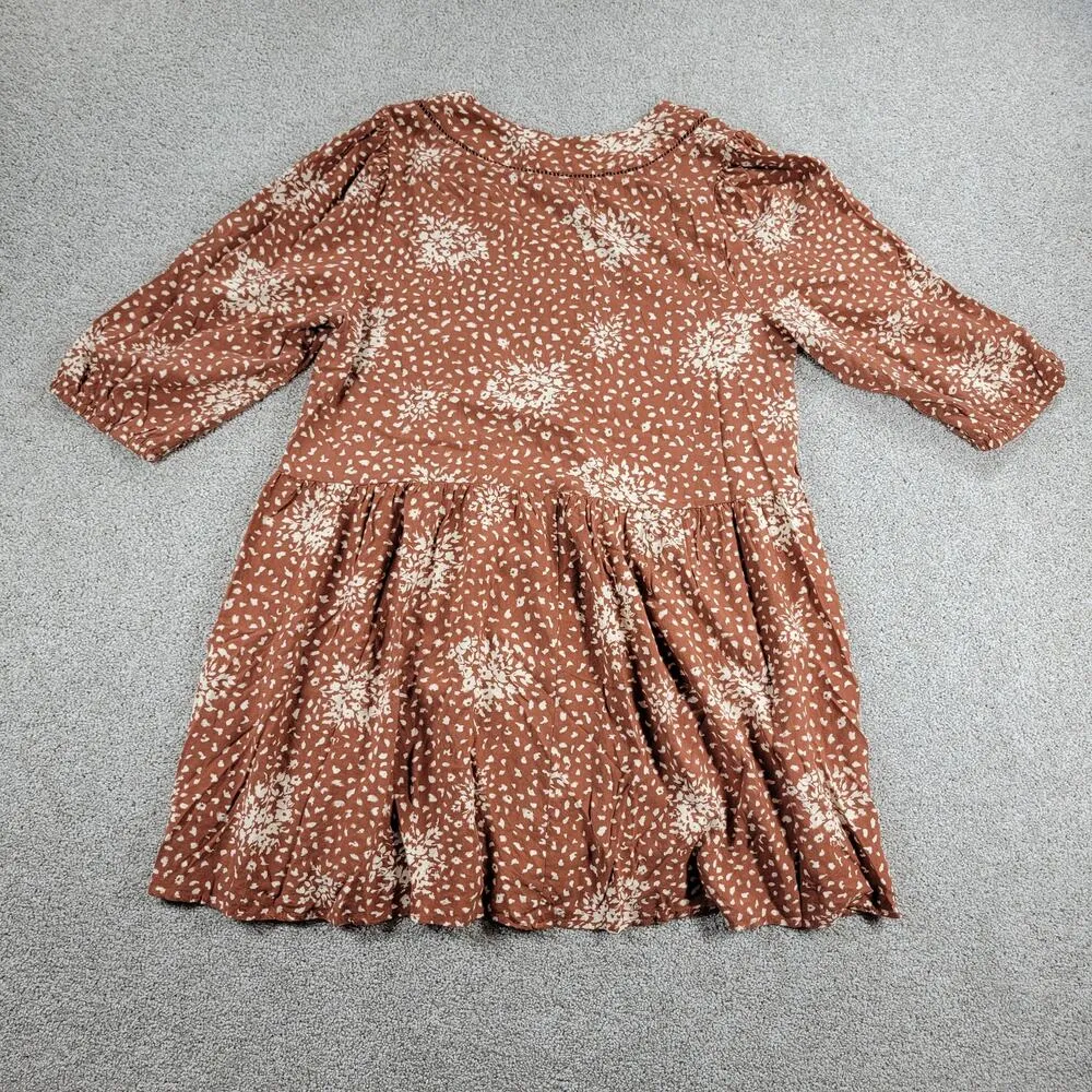 Knox Rose Dress Womens XL Tan  Linen Blend Square V Neck FloralLoose Flowy - Image 4