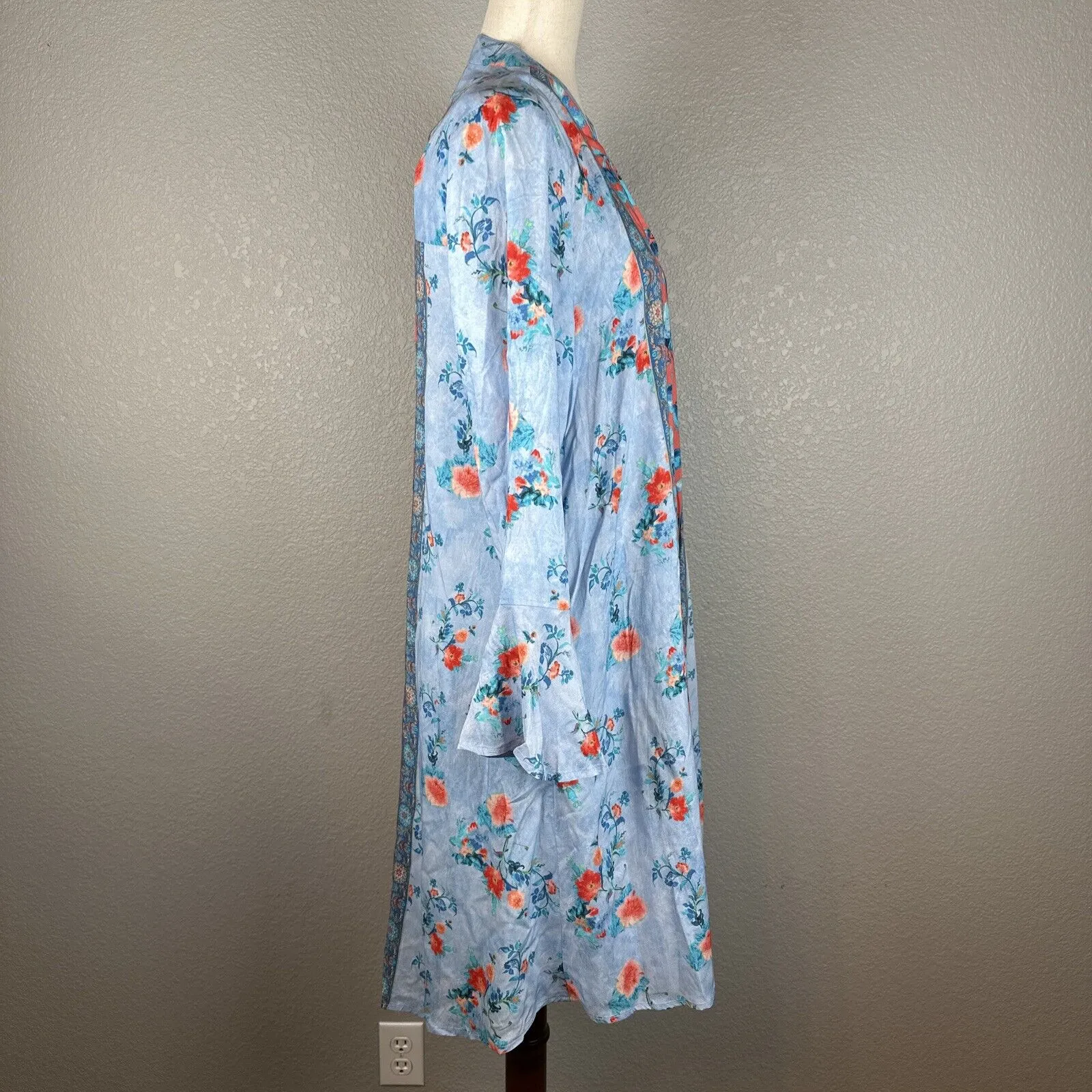 Feathers By Tolani Womens Emilia Dress S Small Blue Orange Floral Modal Pockets - Image 6