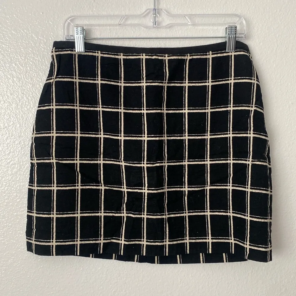 Madewell 8 Checkered Cotton Black Checkered Mini Skirt - Image 3