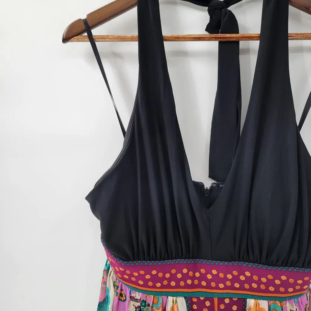 Suzi Chin Maggy Boutique Womens Dress 8 Silk Floral Halter Tie Neck Open Back - Image 8