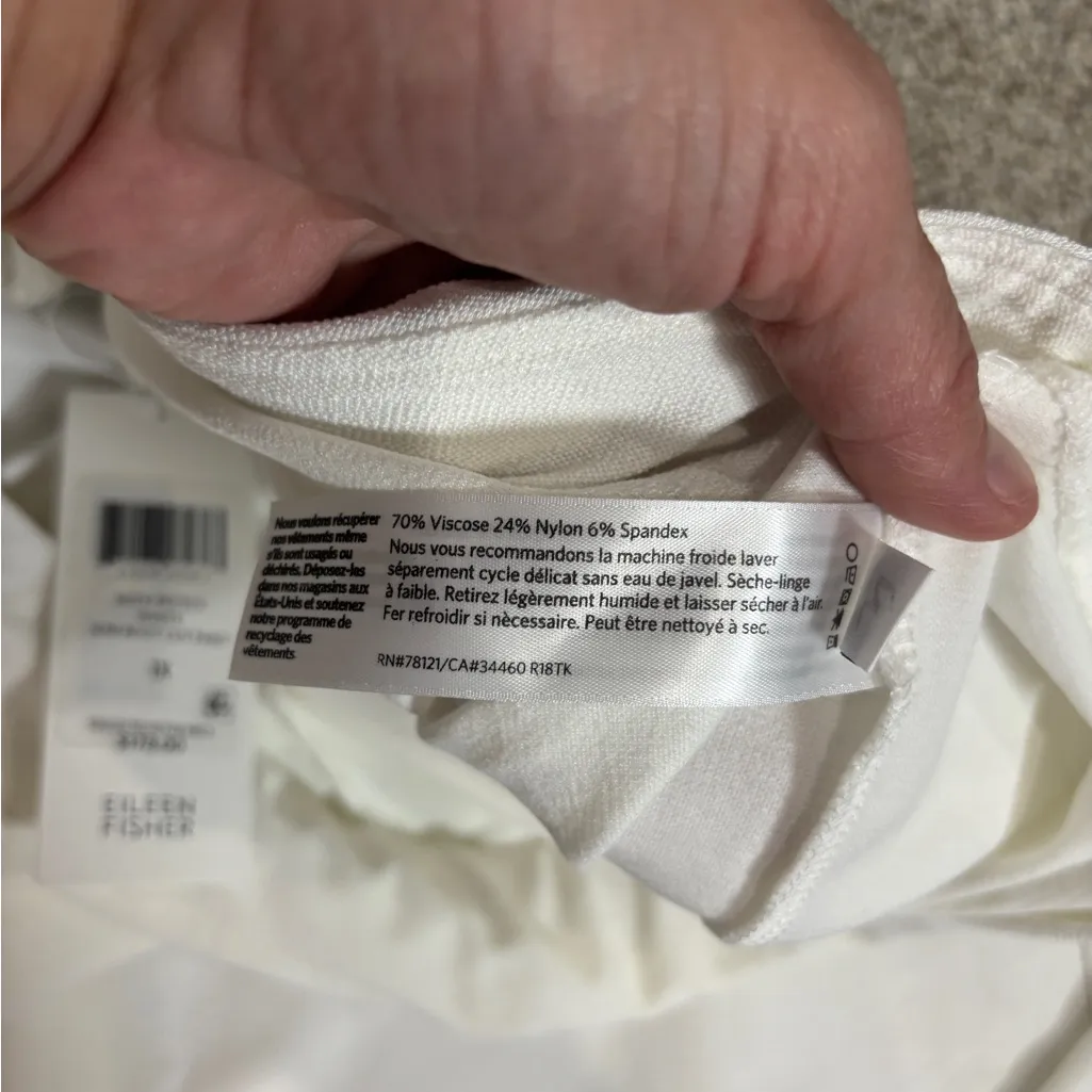 NWT Eileen Fisher Washable Stretch Crepe Pull On White Slim Bootcut Pant 1X - Image 6