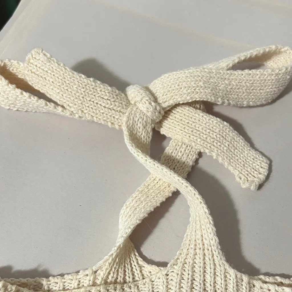 POL Cream and Brown Knit Tank Top - Image 5