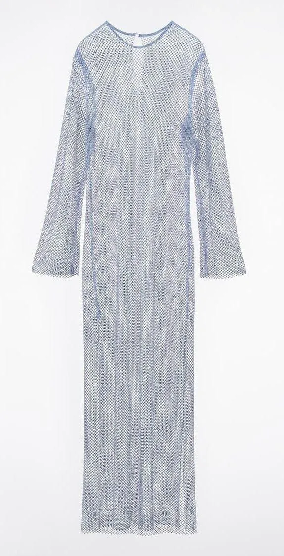 formal lace maxi dress Blue Flower Lace Maxi Dress L
