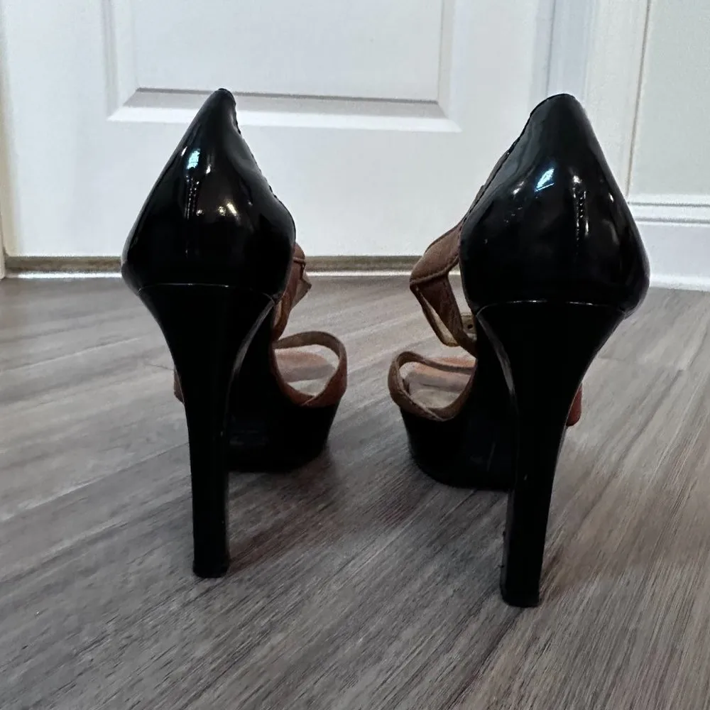 Tan/Black Splice Leather Heels - 8.5M - Image 7