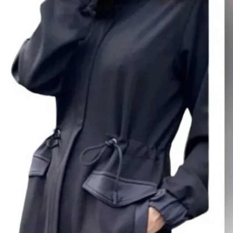 CABI Tuxedo Parka Ponte Knit Longline Anorak Jacket in Black Size XS - Image 6