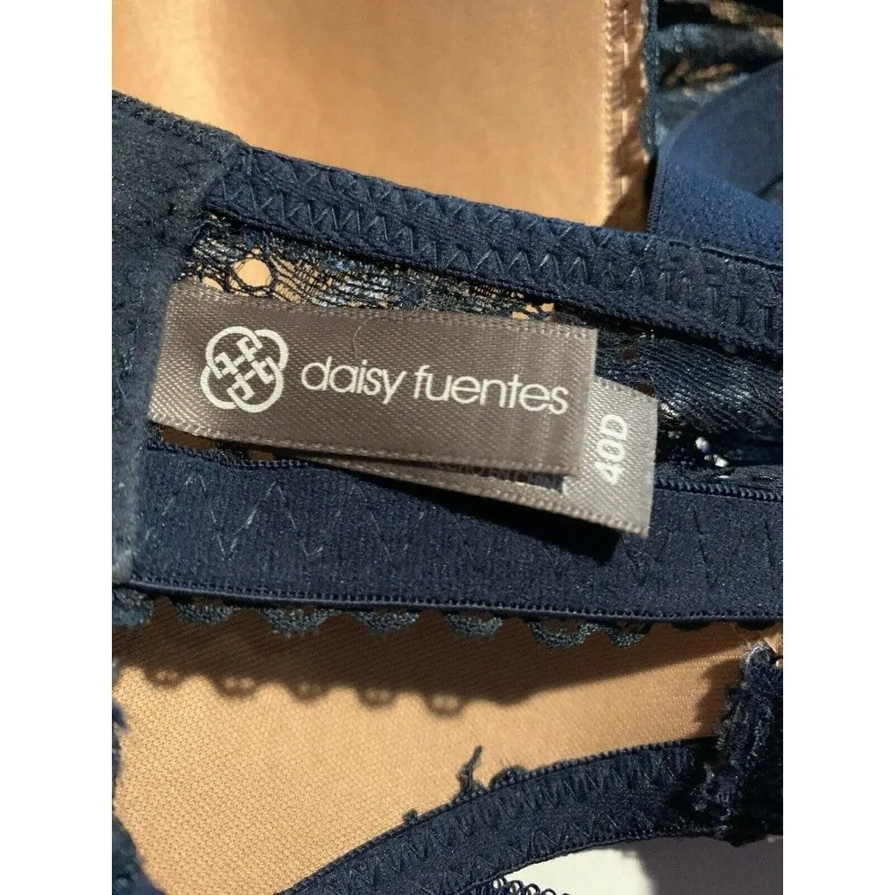 Daisy Fuentes Womens Lace Padded Bra Size 40D  Blue Nude 3 Hook - Image 4