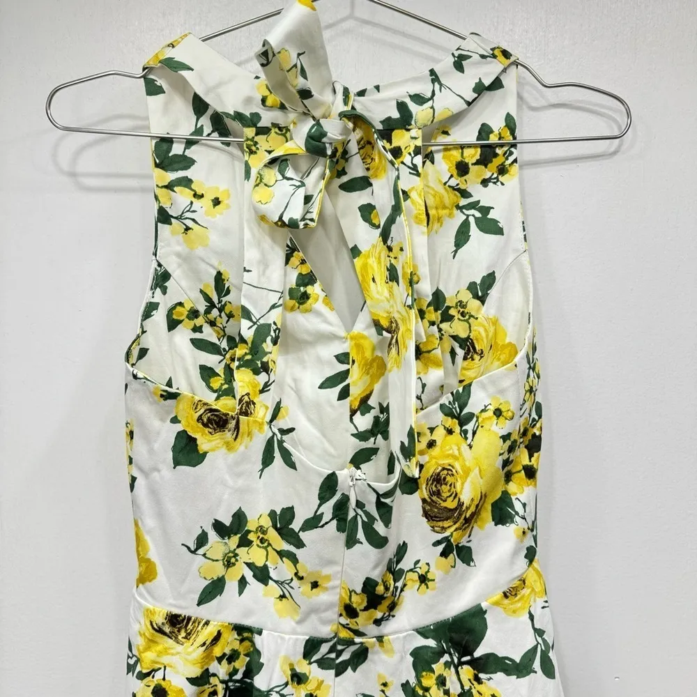 Ivory Yellow & Green Roses Tie Back Halter Mini Dress by Ixia from ModCloth - Image 9