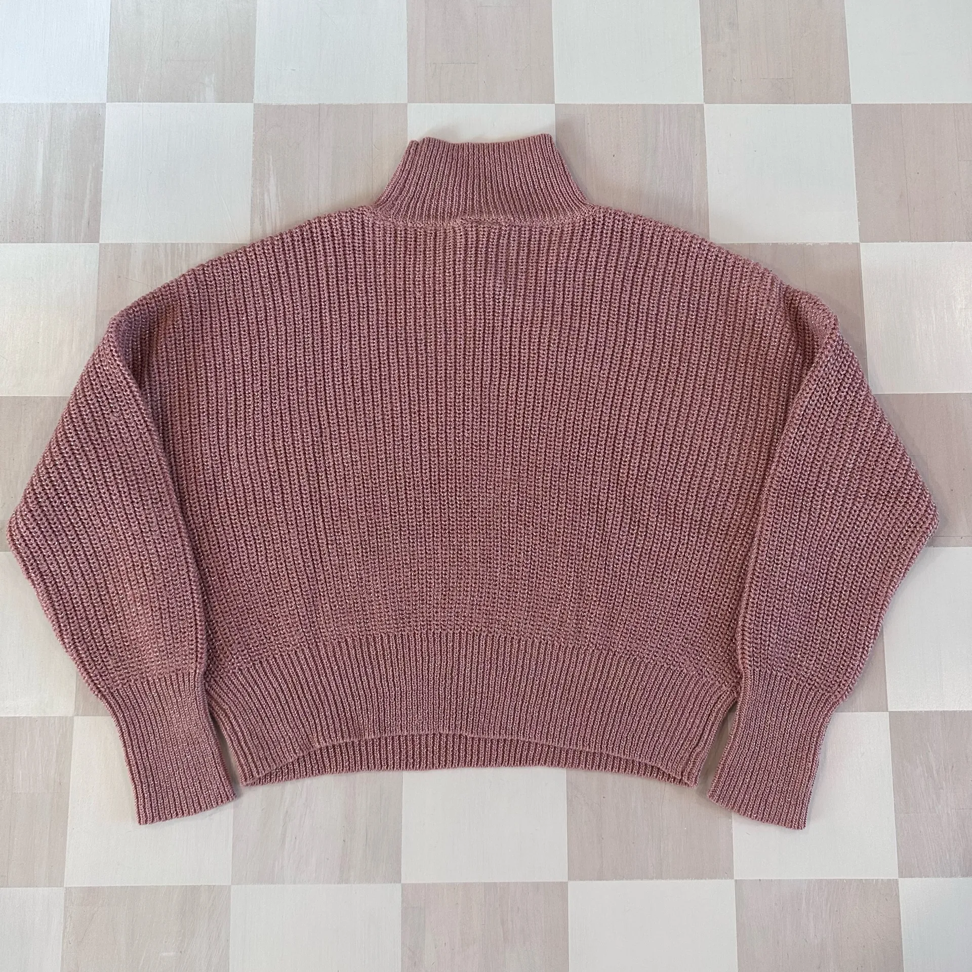 knot sisters sparkly pink mock neck wool blend sweater - Image 5