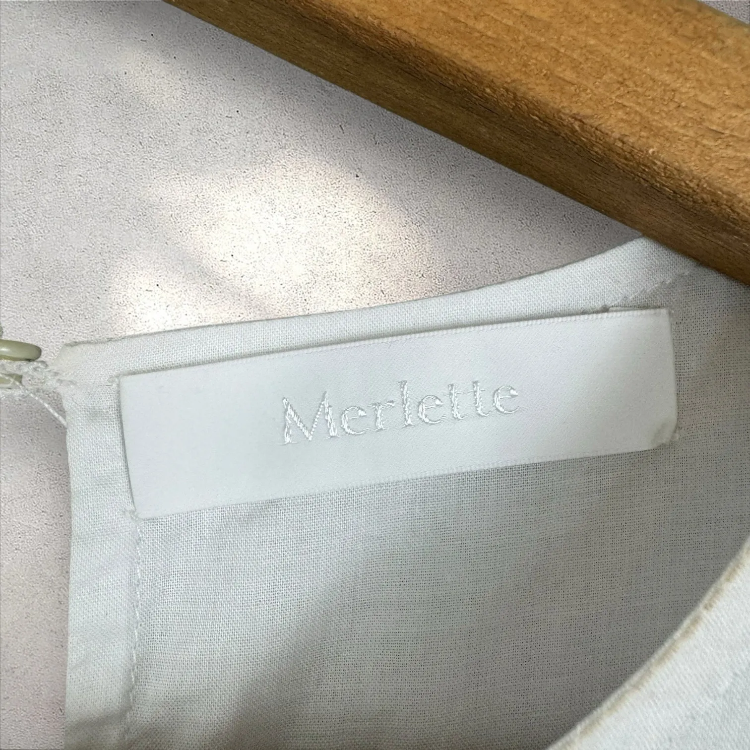 Merlette Soliman Mini Dress White Tiered Trapeze Long Sleeve‎ Cotton Sz S - Image 6