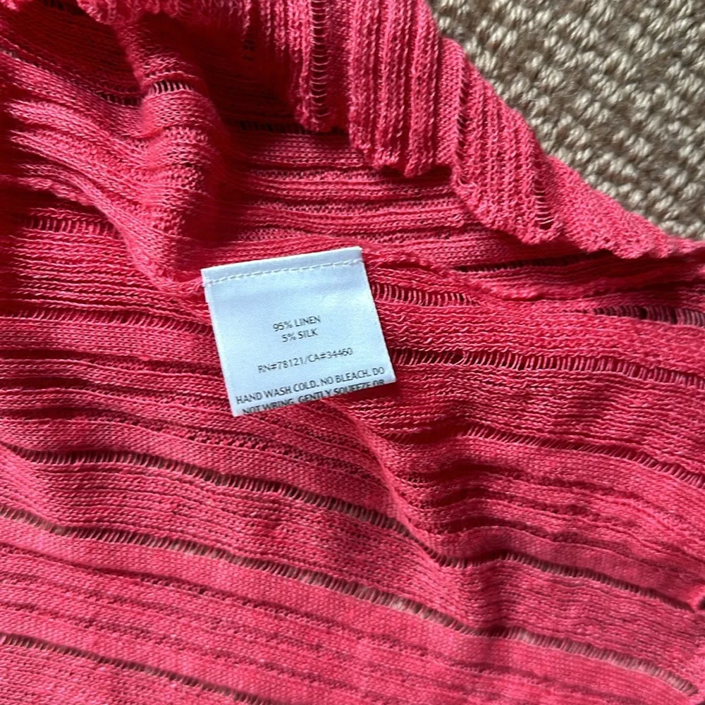 Eileen Fisher XL 95 percent linen rest silk salmon pink  cardigan delicate - Image 6
