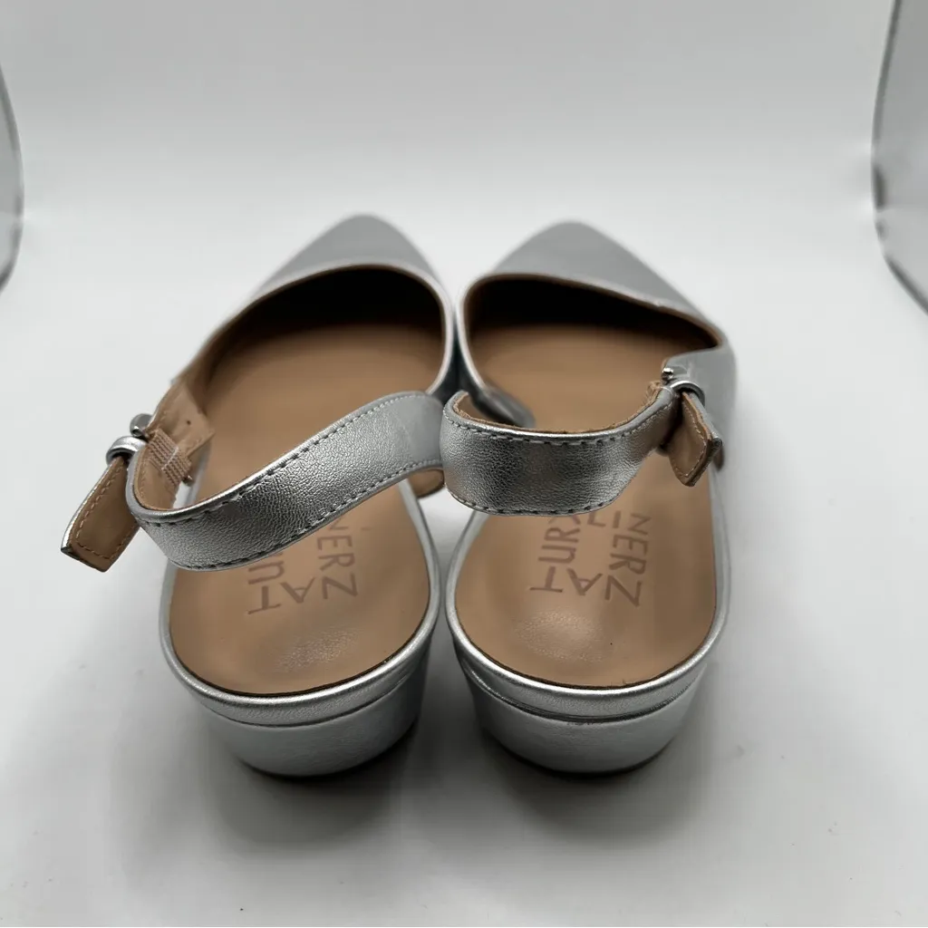 NWOB Naturalizer Banks Leather Slingback D'Orsay Dress Pumps silver size 8.5M - Image 7