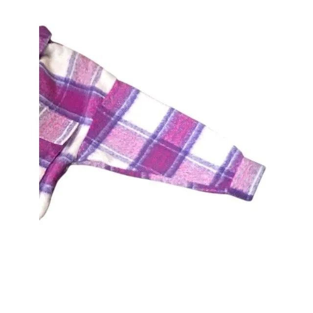 SO Cropped Plaid Jacket XL Pink Purple Oversized Cabin core Ski Resort Cozy Cute - Image 14
