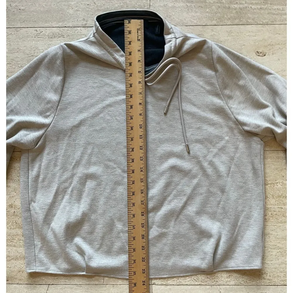 Theory  women Light Beige Drawstring Mock Neck Pullover Sweatshirt Size M - Image 4