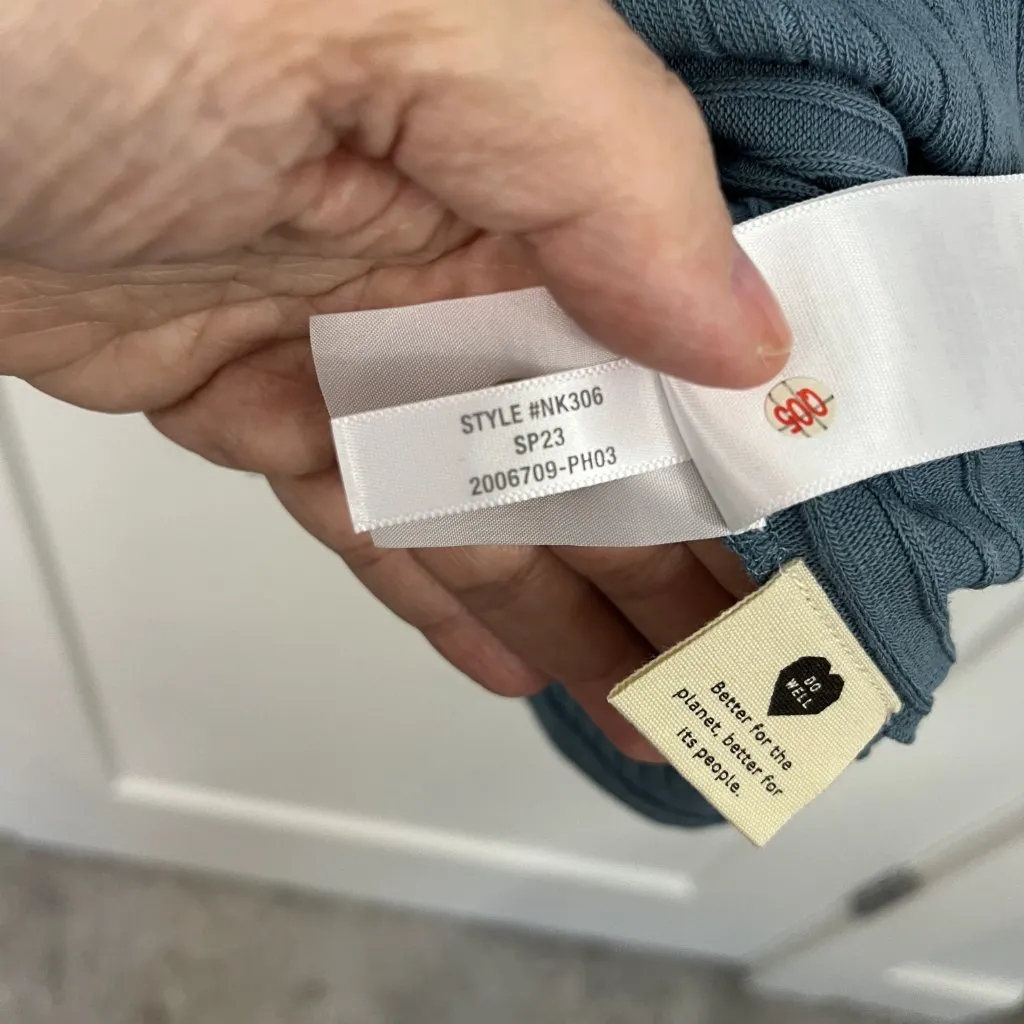 New Madewell Small Teal Blue Short Sleeve Ribbed Polo Knit Mini Dress - Image 8